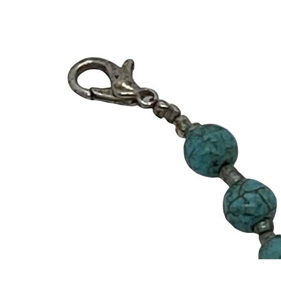 Fashion Painted Stone Bead 16” Necklace Handcrafted Turquoise Colored Howlite - Picture 6 of 12